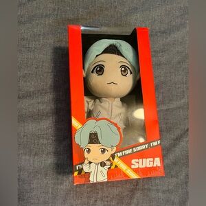 SUGA Stuffed Animal Toy with Blue Hair